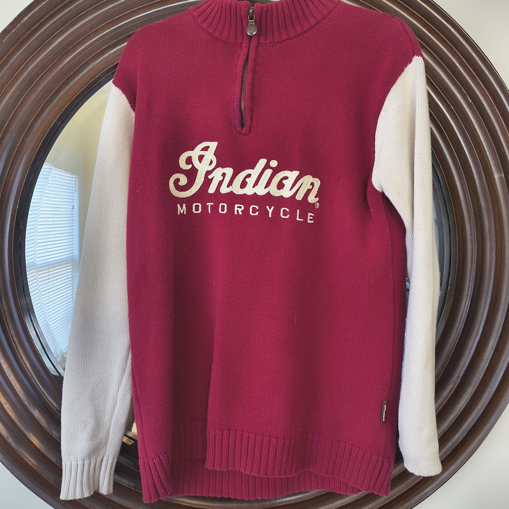 Men's Red and White Sweater